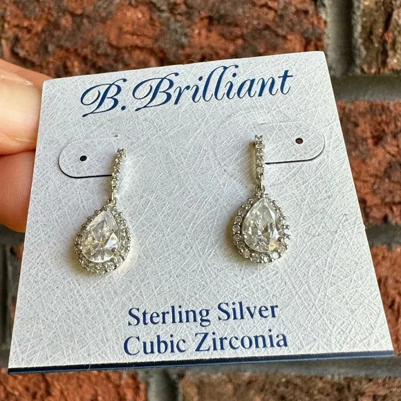 B.Brilliant 925 Sterling Silver Dangle Earrings NWT - Picture 5 of 7